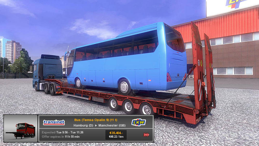 Прицеп с автобусом для Euro Truck Simulator 2